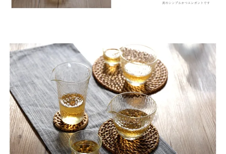 Высококачественный молот в японском стиле с принтом прозрачная чайная стеклянная чашка для воды гравировка круглая прозрачная Питьевая Посуда Zakka