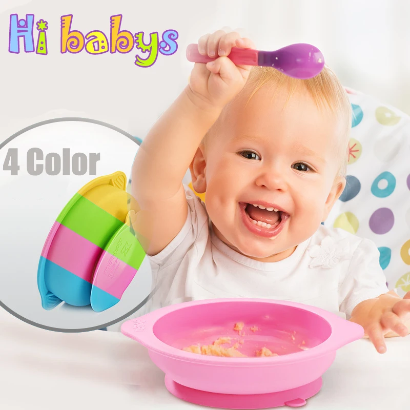 Silicone Baby Tableware Sucker Round Bowl Slip proof Anti Scald Baby