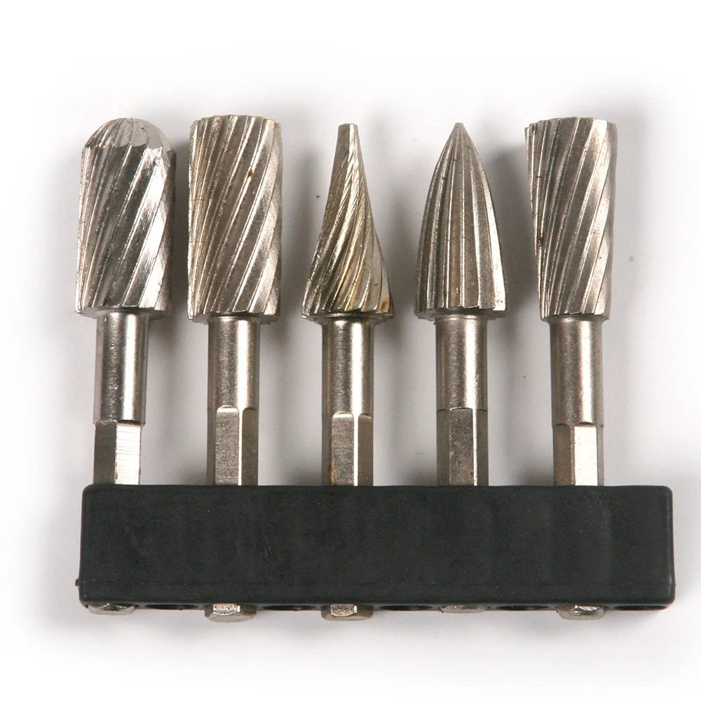 Lot Of 5pcs HSS Rotary Burrs Set 6mm 1/4" Carving Knife Rotary Burr