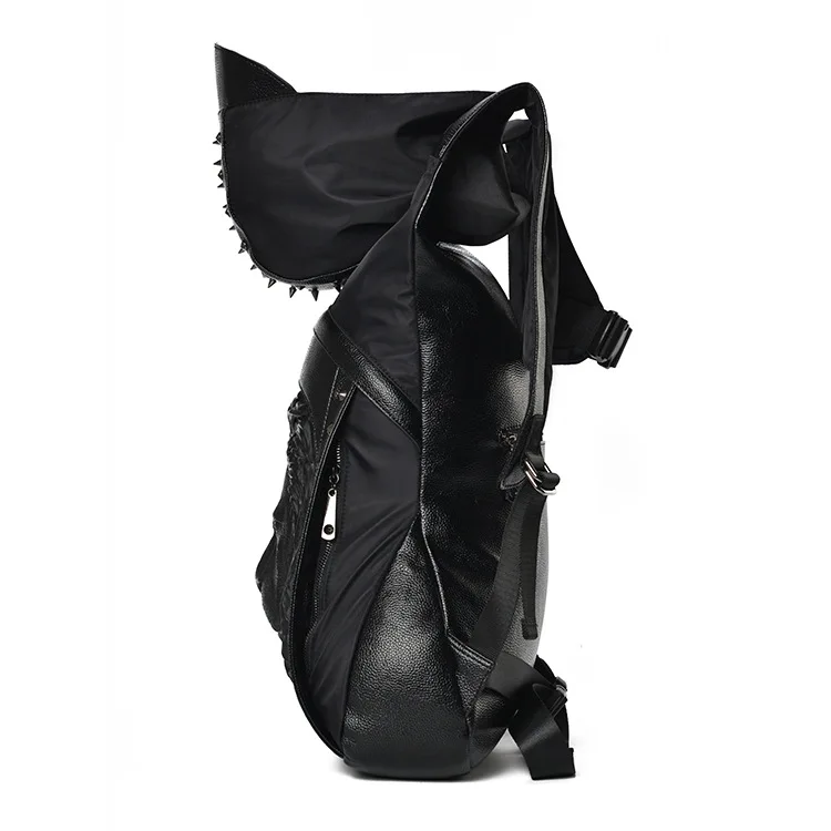 Новинка, модный персональный кожаный рюкзак с 3D черепом, рюкзак с заклепками и черепом с капюшоном, сумка для одежды, сумки через плечо, хип-хоп мужские 585