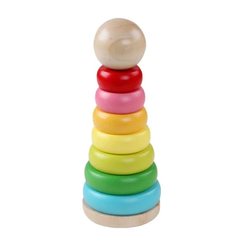 

Chanycore Learning Educational Wooden Toys Rainbow Tower Circle Geometric Shape Blocks Column Board Sorting Matching qzm 4095