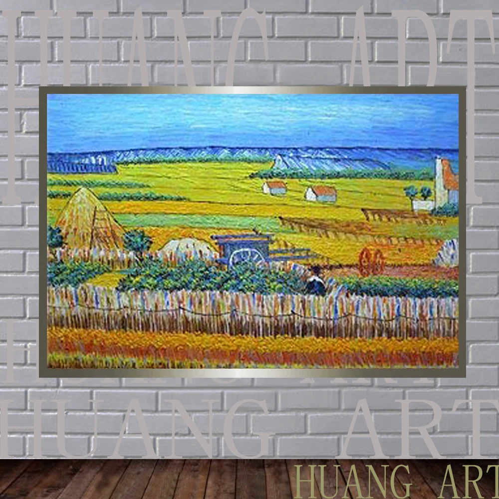 

Hand Painted Harvest by Van Gogh Famous Oil Paintings Reproduction Modern Landscape Canvas Artwork Rural Yellow Fields Pictures