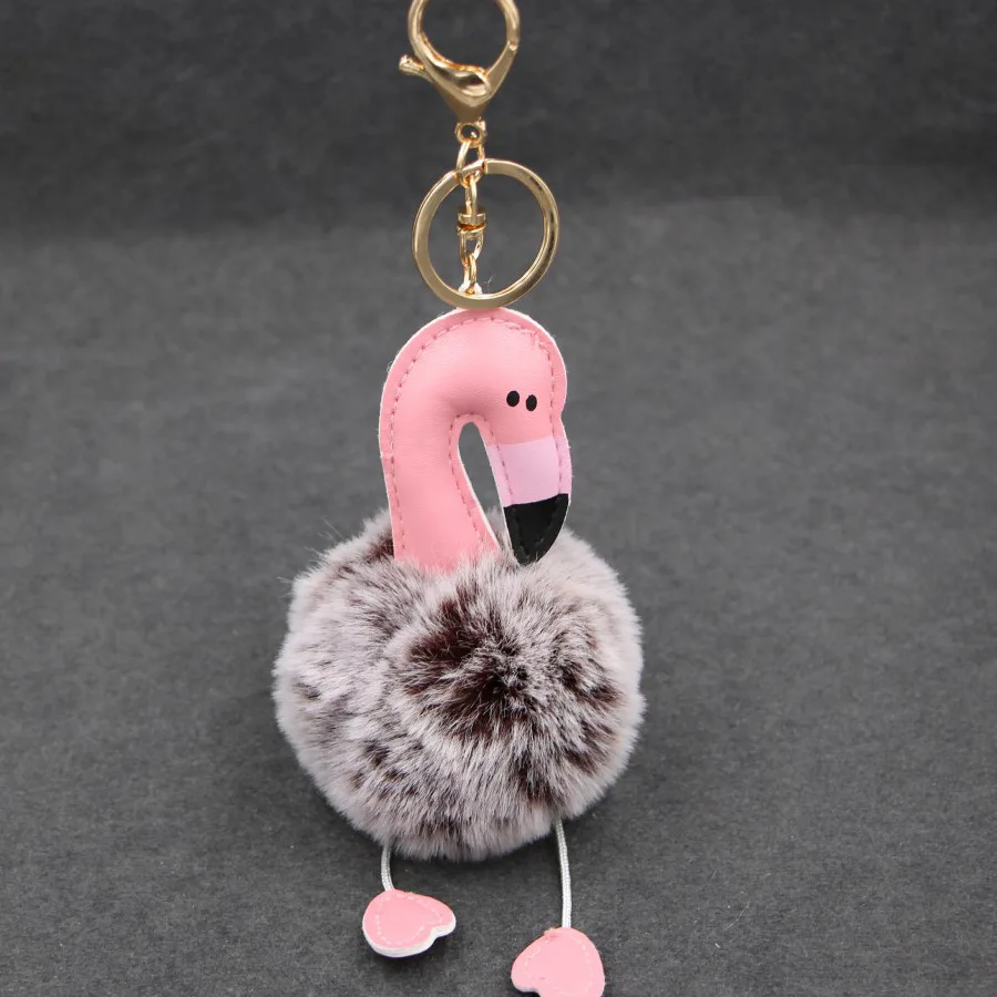 Фламинго волос мяч пушистый брелок для ключей подвеска красивая сумка Висячие подарки игрушки Детские вечерние плюшевые игрушки