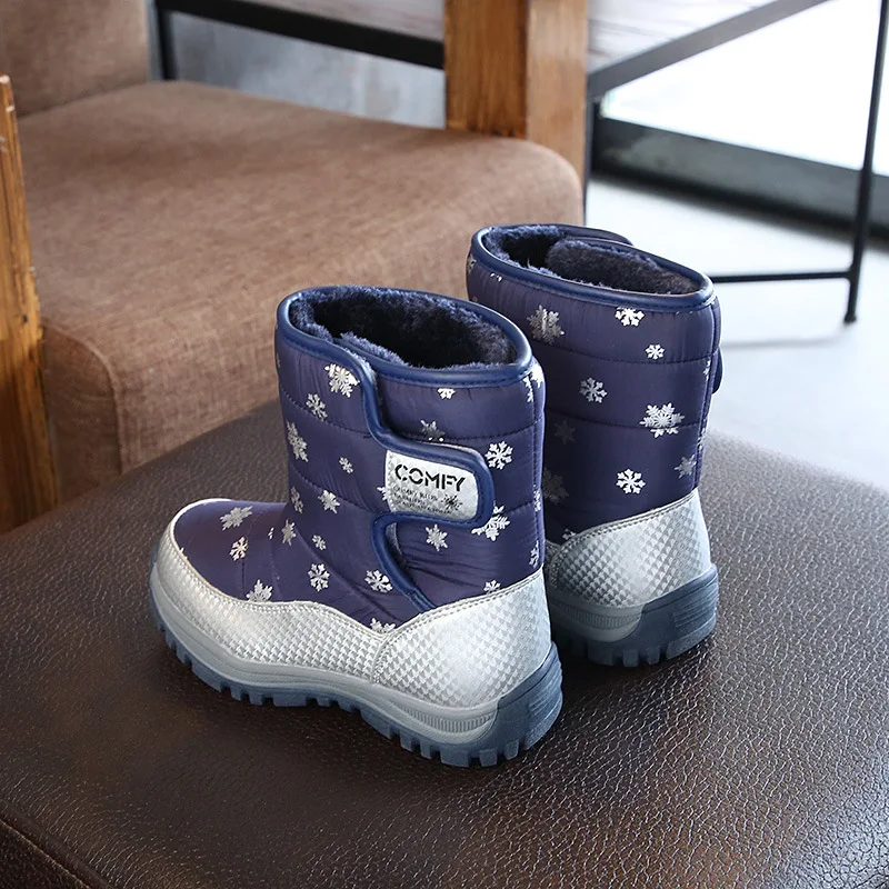 Fashion 1pair Winter warm waterproof Snow Boots Leather children's Girl Boots+ inner 17-20.2cm, Kids ski boots