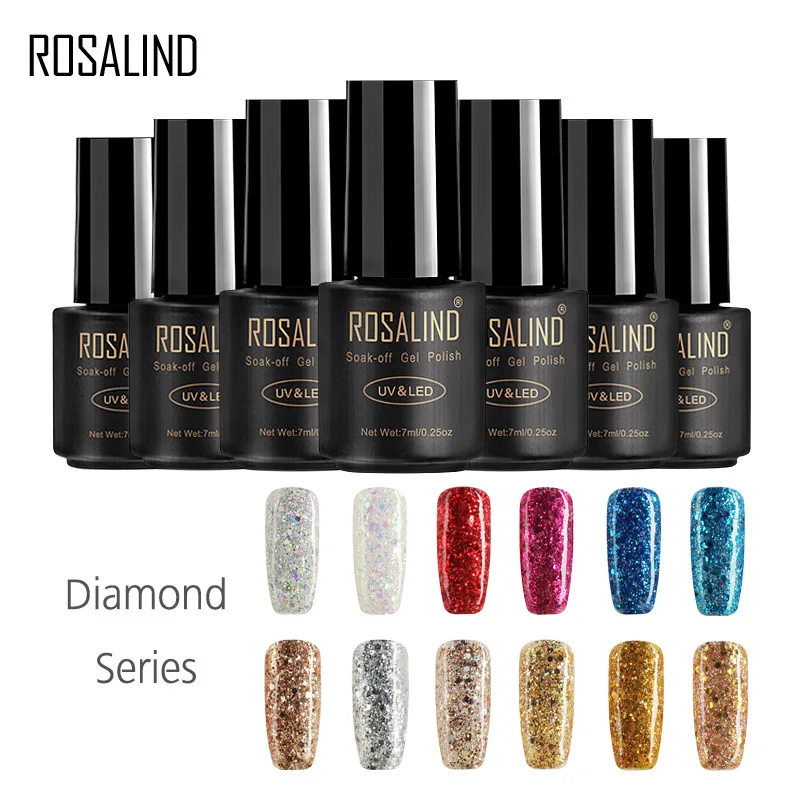 

ROSALIND Gel Nail Polish 7ML Diamond Series Varnish Hybrid Nail Art Semi Permanent Nail Polish Soak Off UV Lamp Gel Lacquer