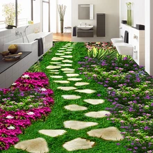 Цветочные Цветы камень маленькая дорога 3D наклейка на пол ПВХ самоклеющиеся износостойкие 3D обои для пола Современный домашний декор