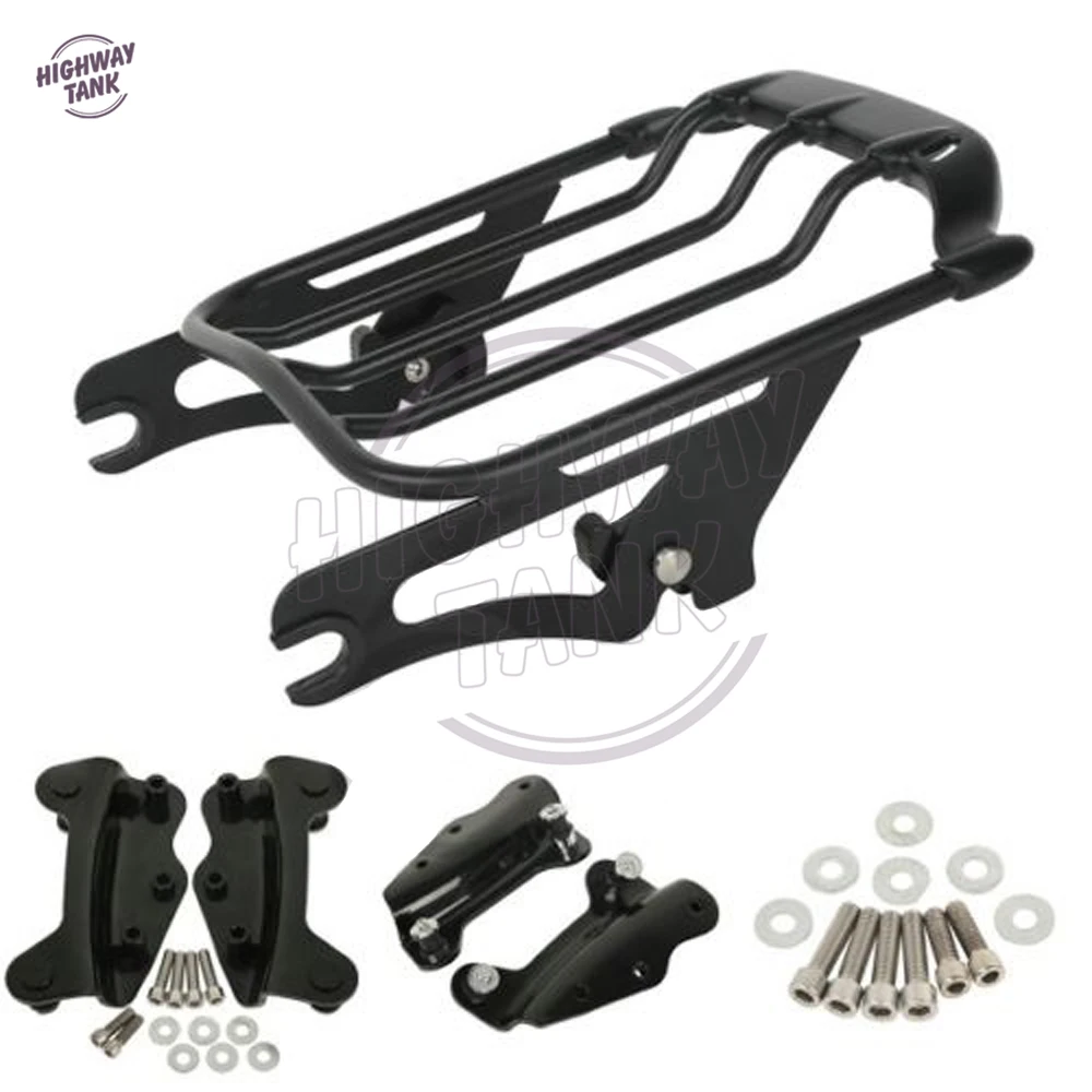 

Black Motorcycle Luggage Rack 2 Up Tour Pak + 4 Point Docking Kit Case for Harley FLHT FLHX FLTR FLHX 2009-2013