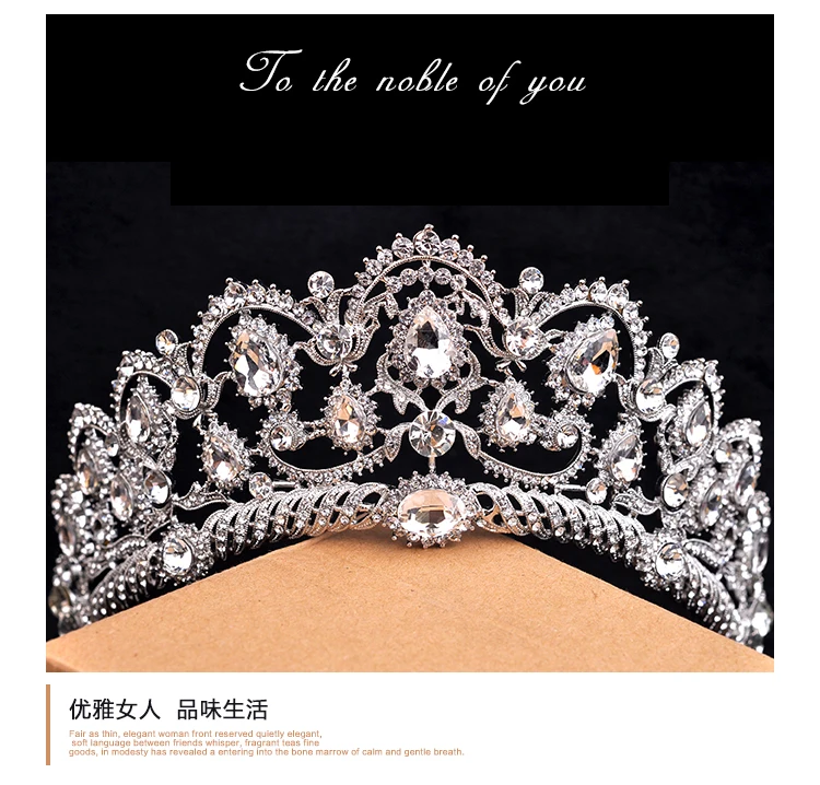 Europeu Do Vintage Joias de Prata Noiva Quinceanera Coroas De Cristal Strass Tiaras Pageant acessorios Do Cabelo Do Casamento Acessórios Para Noivas (7)