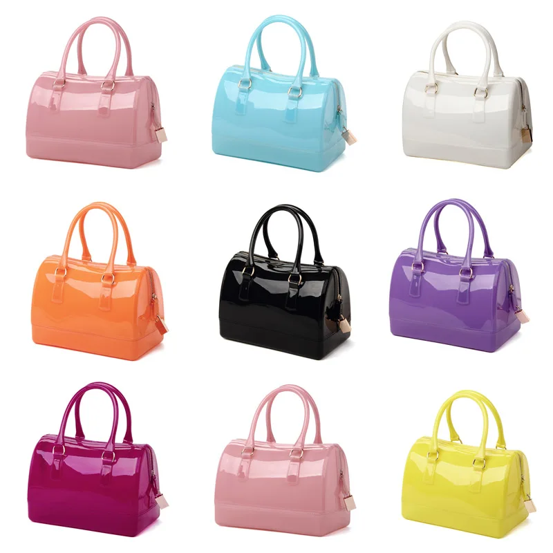 

Handbag Women Pillow Jelly Bag Quare Beach Handbags Candy Color Boston Women's Bag with Lock Spring Fashion 2019