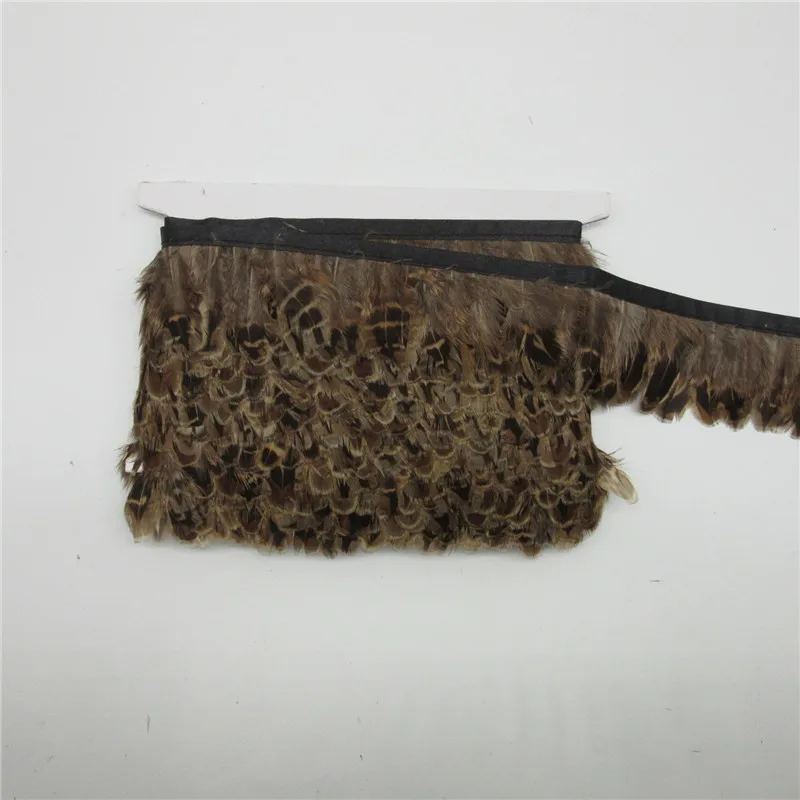 YOYUE натуральный перья фазана планки лента с бахромой отделка с атласной лентой Швейные ремесла костюмы декоративные Шлейфы - Цвет: a3-4.8cm