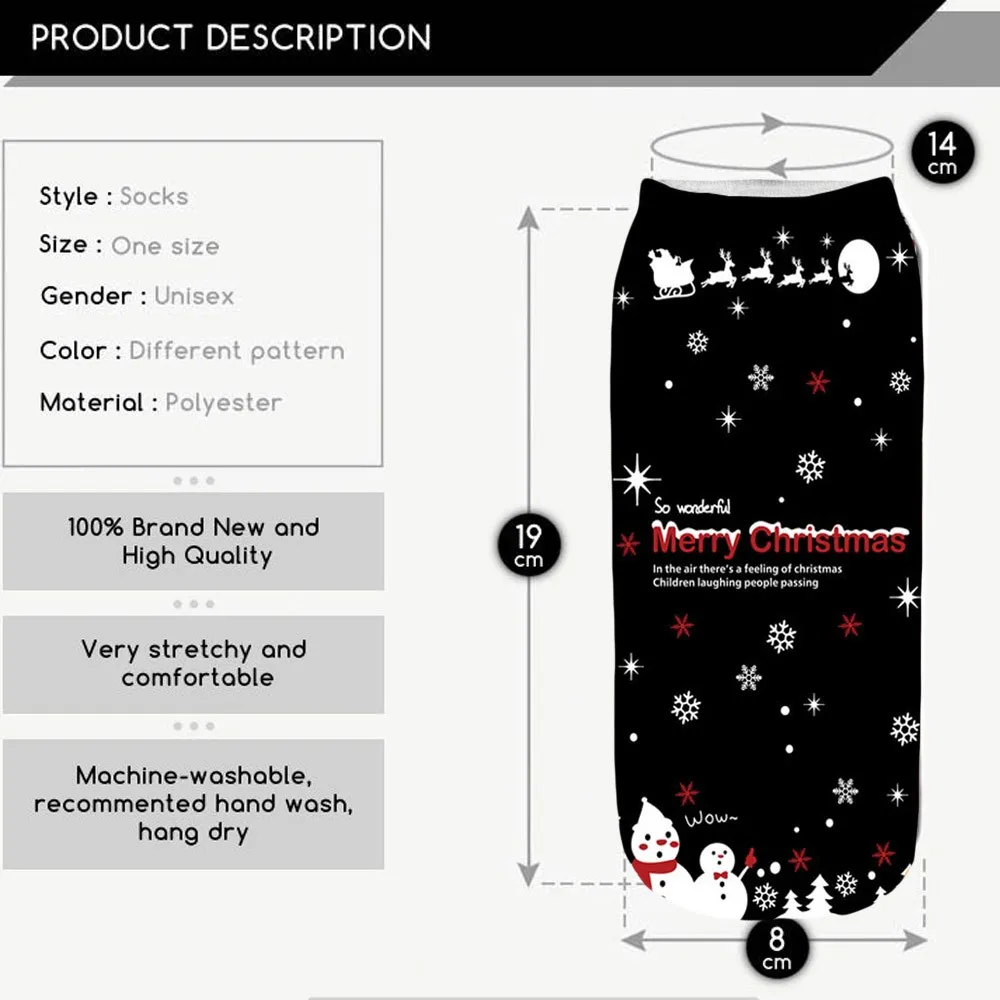 Мужские носки с объемным рисунком в стиле Харадзюку; Новинка года; подарок на год; забавные рождественские милые носки с потрясающим принтом; Calcetines Femme; носки# VD17