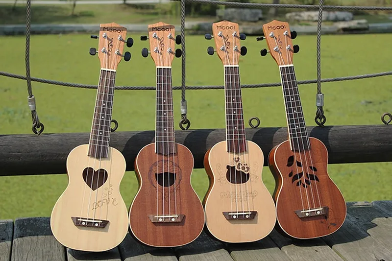 Mcool 23 дюймов укулеле Концерт Гавайская гитара ручной работы Дерево Сапеле акустической гитары ручной работы, выполненная из красного вырезка Doraemon Гавайи Мини гитары