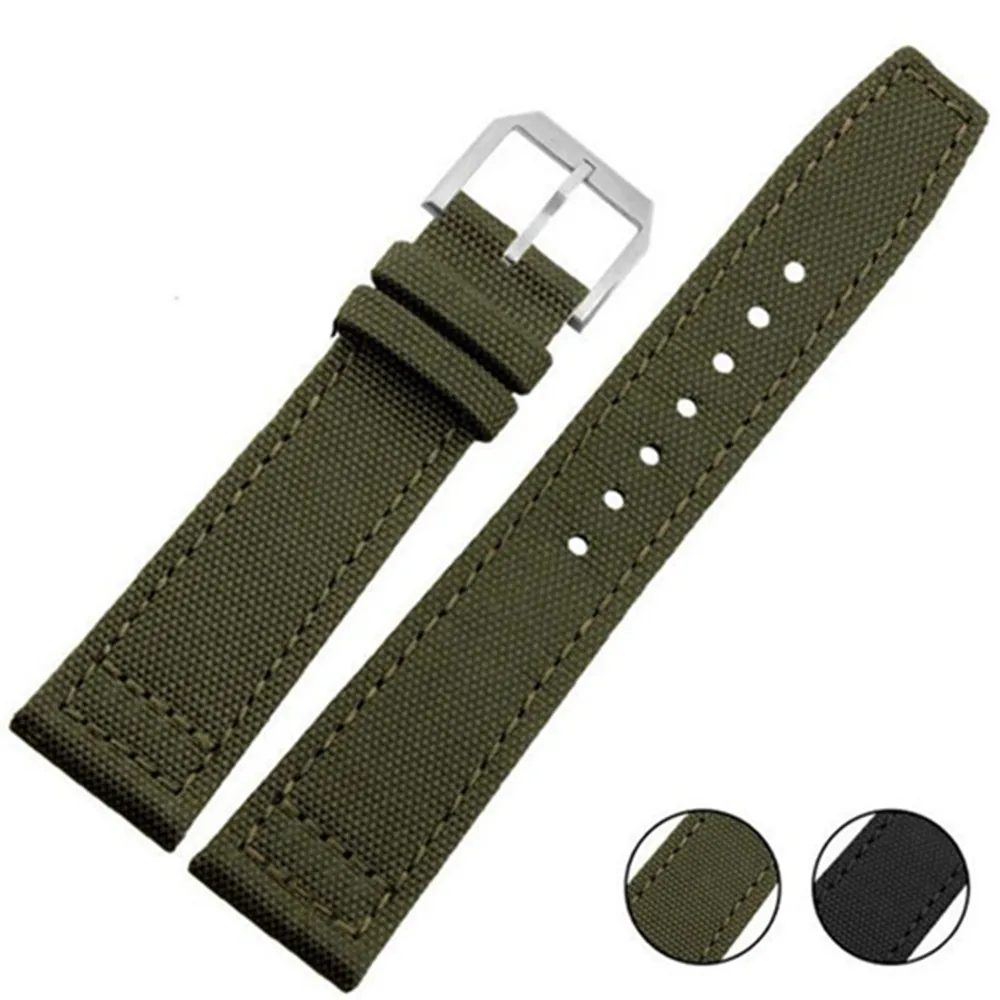 

Generic For Any IW 20MM 21MM 24MM Men's Women's Genuine Cowhide Leather Bottom Canvas Side Watch Strap Band +Tools C