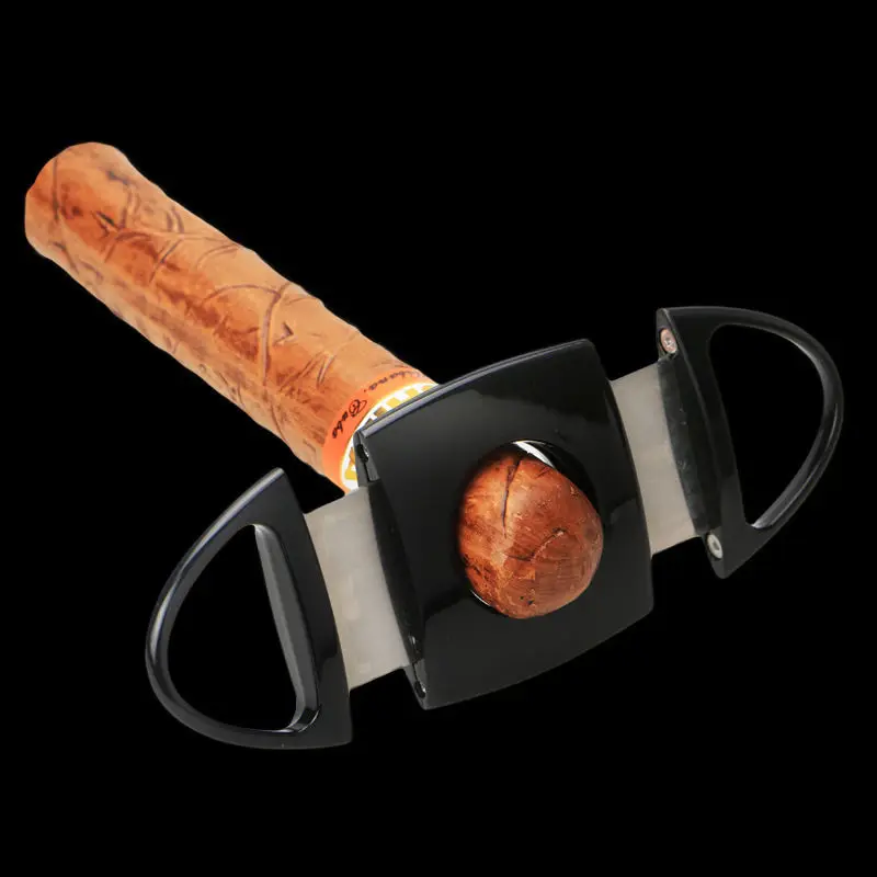 Cohiba утолщаются нержавеющей стали 2 лезвия сигарные ножницы / резец черный YD 064|cutter