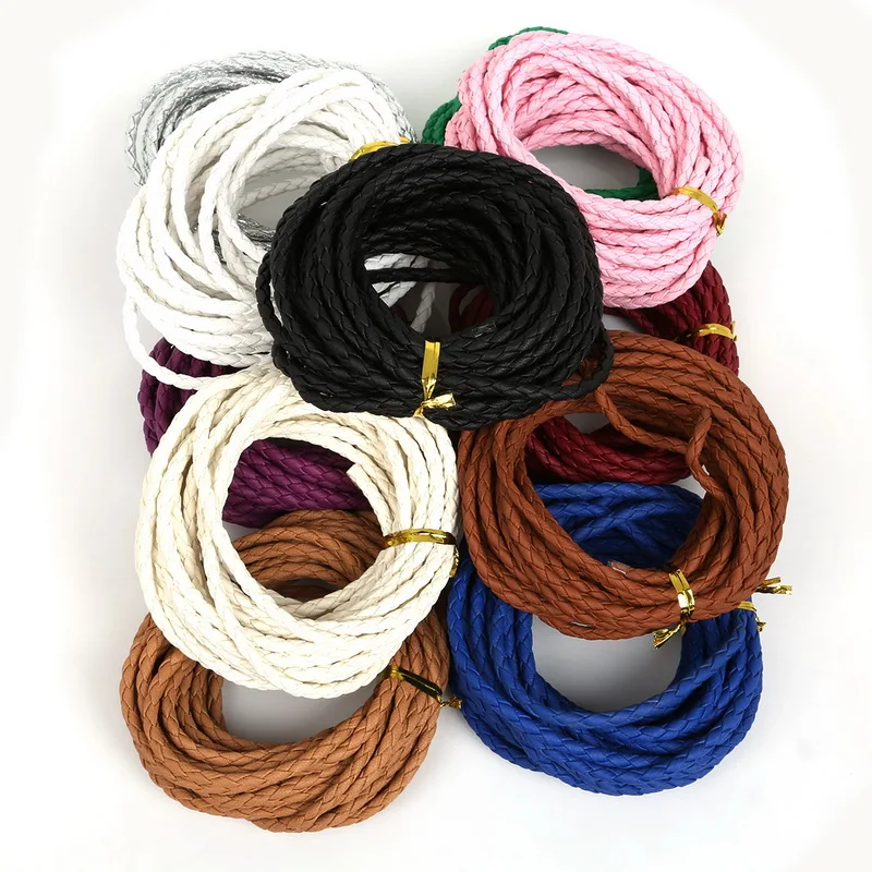 

5m/lot Multicolored Manmade Braided Leather Cord String Hemp Rope 4mm for DIY Jewelry Making Bracelet Necklace