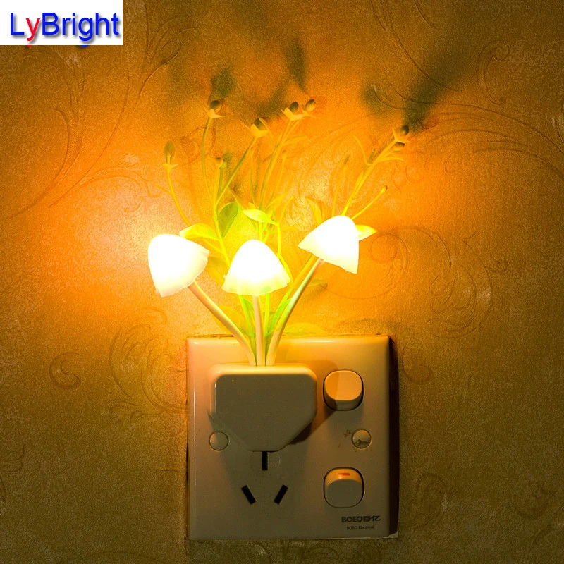 US Plug Novelty Night Light AC 110 220V Induction Dream Mushroom LED