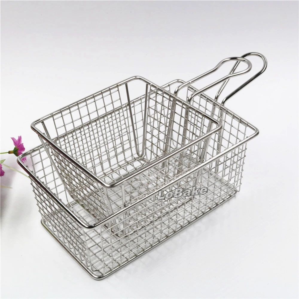 2unitssetBigholessquareandrectanglestainlesssteelfriedfood