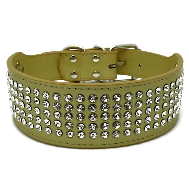 Rhinestone Dog Collar 5 Rows Crystal Diamond Jeweled Leather Medium Large Dog Collars Free