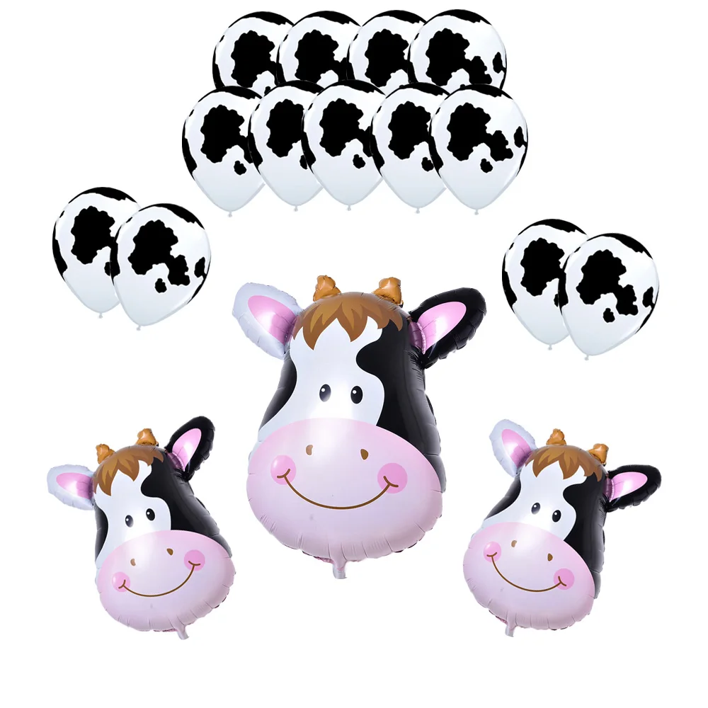 

16pcs/lot Animal Cow Latex Balloons Zebra Tiger Helium Foil Balls Birthday Party Decoration Farm Animals Balloons Theme Balls