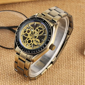 

Men's Luxury Skeleton Automatic-self-winding Mechanical Watch Luminous Hand Water Resistant Stainless Steel Case Watchband Saati