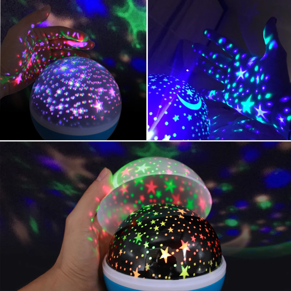 

DRBEEEAM Stars Starry Sky LED Night Light Projector Luminaria Moon Novelty Table Night Lamp Battery USB Night Light for Children