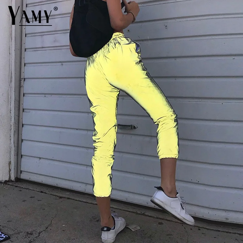 Skup Odblaskowe spodnie damskie wysokiej talii spodnie dresowe spodnie dresowe jogger punk spodnie dresowe jesień zima casualwear dla kobiet spodnie