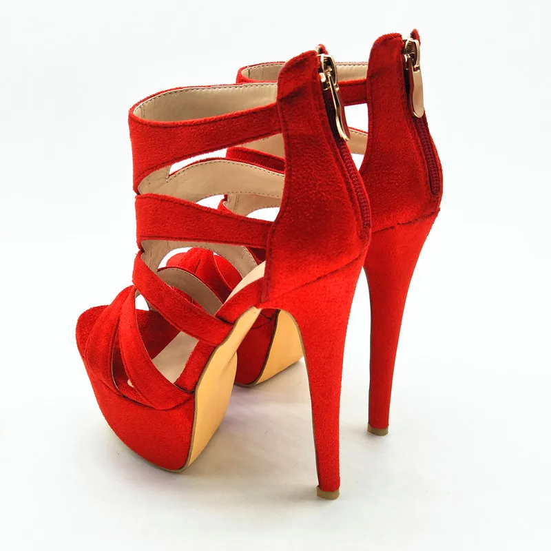 SHOFOO/элегантная и стильная обувь,, замшевые босоножки на высоком каблуке 14,5 см, женские босоножки. Размер: 34-45