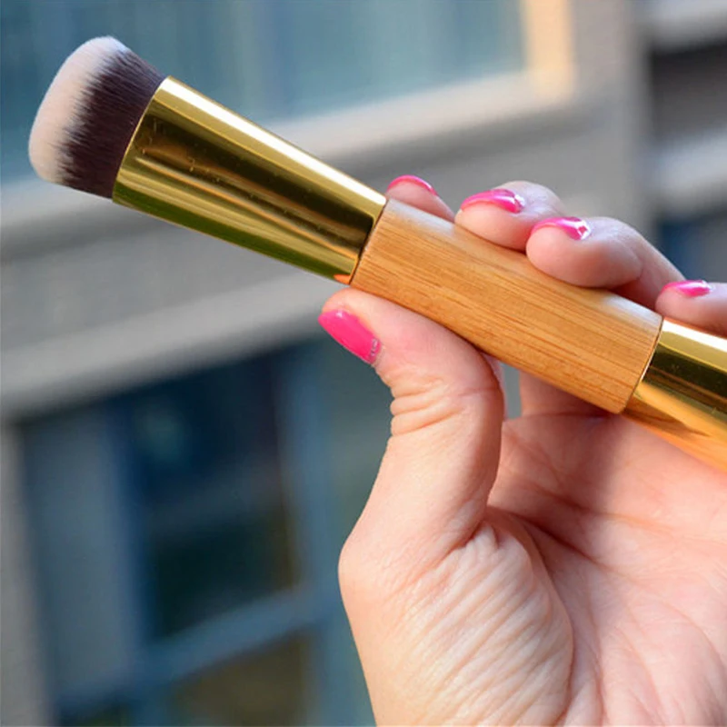 

Brand Contour Brush Buffing Eco-friendly Double-sided Bamboo Handle Foundation Dual Heads Powder Brush Angled Makeup Brush Tools
