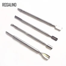 ROSALIND, 4 шт./лот, толкатель для кутикулы ногтей, инструмент для ухода за маникюром, средство для удаления кутикулы из нержавеющей стали, двусторонний инструмент для удаления омертвевшей кожи