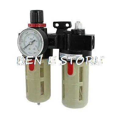 

1/4" PT Port Pneumatic Filter Regulator Air Source Treatment Unit w Gauge