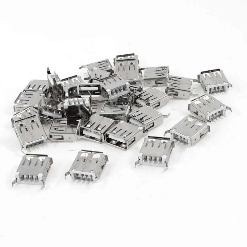 

10pcs/lot USB 2.0 4 Pin A Type Female Socket Connector Curly Mouth Bent Foot for Data Transmission Charging