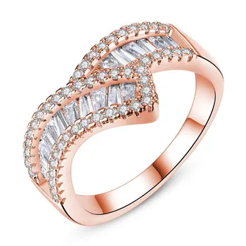 

Fashion Double row square zircon Rings