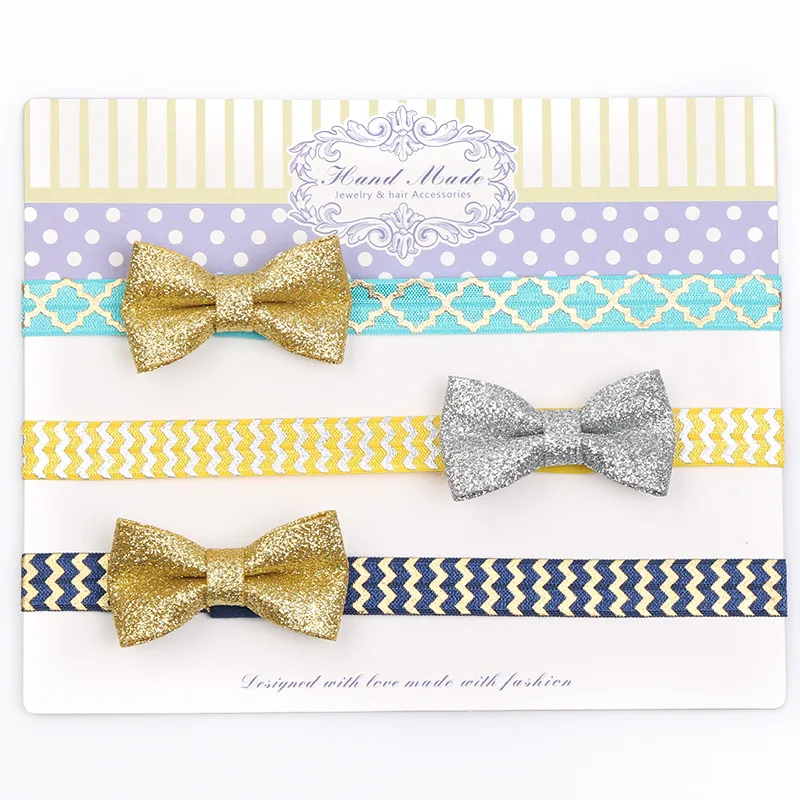 

Boutique 3in1 Fashion Cute Glitter Bow Sequin Star Soft Headbands Solid Kawaii Gauze Floral Hairbands Princess Hair Accessories