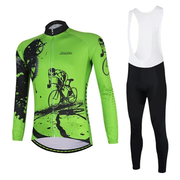 

Aogda Bicycle Clothes Green Breathable Bike Jersey Set Men Long Sleeve Mtb Cycling Clothing Spring Autumn Ropa Ciclismo