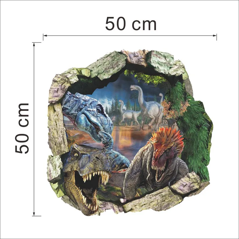 Мир парк динозавры наклейки на стену для детской комнаты декор для комнаты мальчика 3d оконный эффект наклейки на стены плакат настенная бумага Фреска - Цвет: 1439
