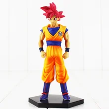 16cm Dragon Ball Z Goku Figure Toy Super Saiyan God Red Hair Son Gokou Anime DBZ