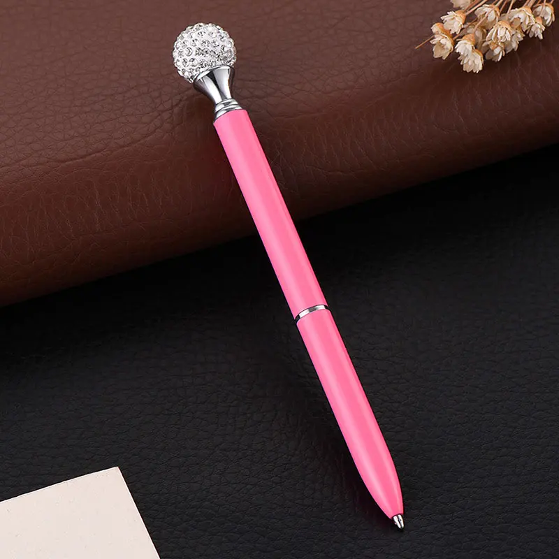 Shampala кристальная ручка Бизнес металлическая шариковая ручка модные милые леди наконечник ручки школьников офисная Конференция расходные материалы - Цвет: Pink