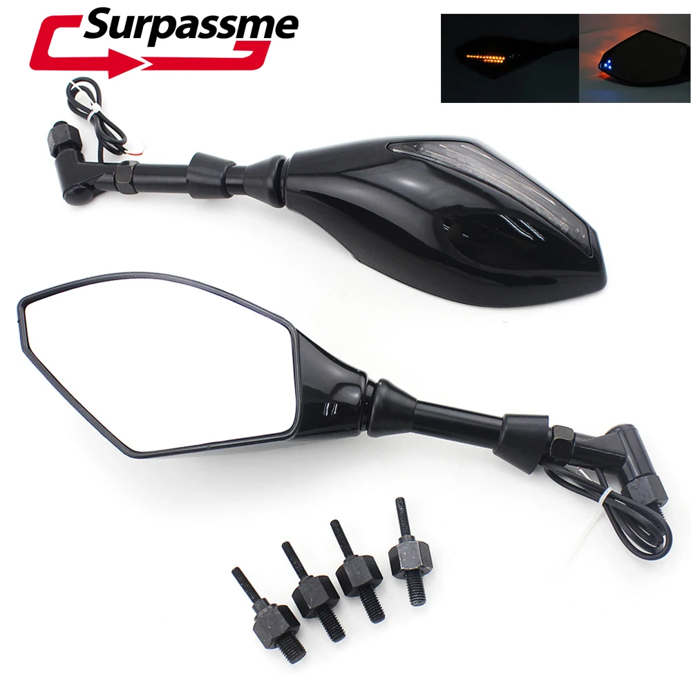 

Motorcycle Accessories ABS Plastic + Aluminum Rearview Mirrors Side Mirrors With Led for Yamaha Kawasaki Suzuki Ducati KTM