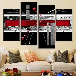 4 Pcs Canvas Wall Art Picture Red Black Grey Combined Painting Modern Home Room Decor Abstract Picture Art Poster Art Poster Painting Moderncanvas Wall Aliexpress
