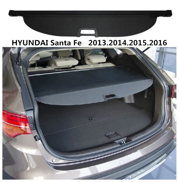

Rear Trunk Security Shield Cargo Cover For HYUNDAI Santa Fe 2013 2014 2015 2016 High Qualit Auto Accessories Black Beige