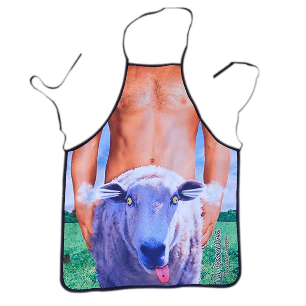 

Novelty Cooking Kitchen Apron Sheep and Naked Man Pattern Sexy Apron Cooking Grilling BBQ Apron