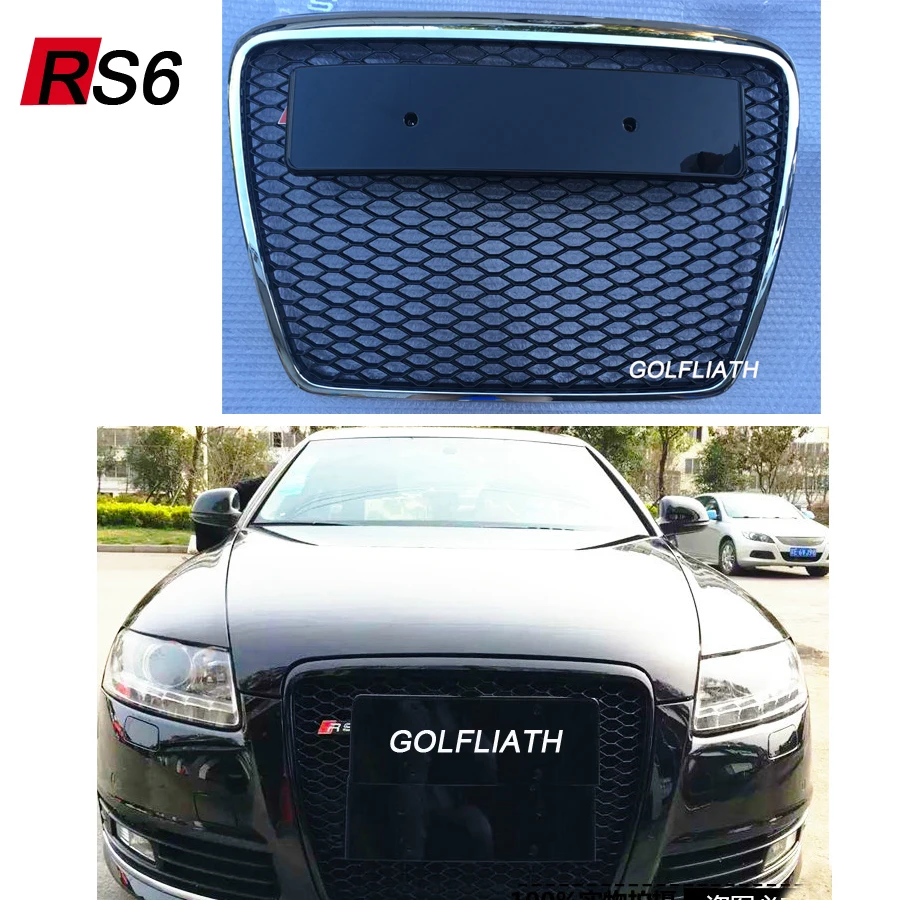 GOLFLIATH RS6 Style Black Painted ABS Honey Styling Front Mesh Grill Grille for Audi A6 S6 RS6 S-line 2009-2012 GOLFLIATH RS6 Style Black Painted ABS Honey Styling Front Mesh Grill Grille for Audi A6 S6 RS6 S-line 2009-2012