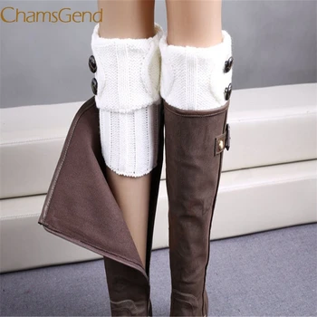 

Durable Women Winter Leg Warmer Button Crochet Knit Boot Socks Toppers Cuffs A2#