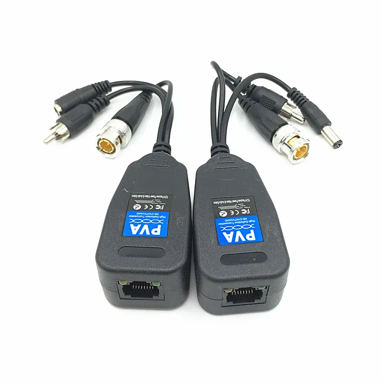  1 Pair RJ45 CCTV Balun Coassiale TVI/CVI/AHD HD doppio twisted pair di alimentazione/video/ e audio