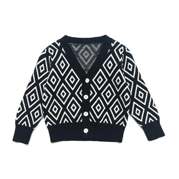 2022 Autumn Children's Clothes Girls Sweaters Casual Print V Neck Cotton Unisex Cardigan For Gilrs Kids Knitted Sweater | Детская