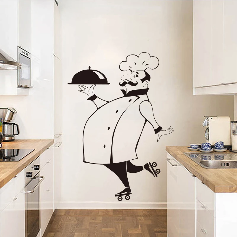 1*Wall Sticker Cute Chef Vegetables Kitchen Restaurant Removable Walls Decals 