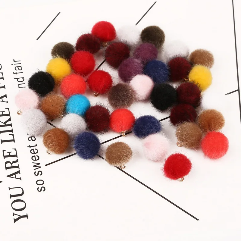 30PCS 15MM Jewelry Earring Pendant Wool Covered Beads Charms Pendants