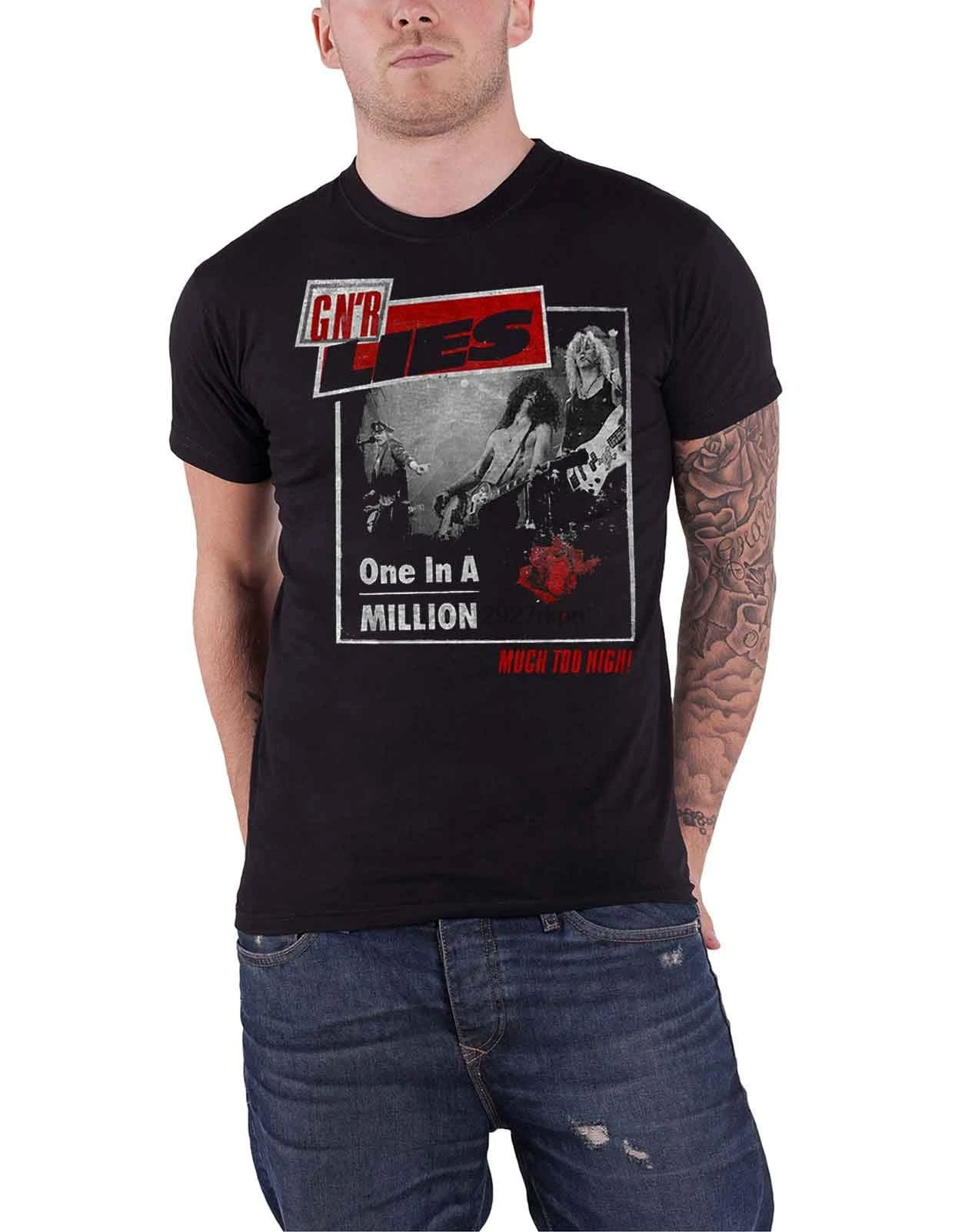 Guns N Roses футболка GNR Lies One in A Million Band Logo Мужская черная | одежда
