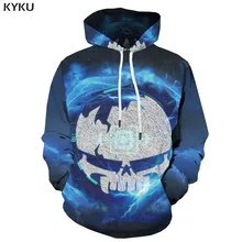 KYKU Brand Skull Sweatshirts men Graffiti Sweatshirt Printed Galaxy Space Hoody Anime Lightning 3d Printed Nebula Hooded Casual