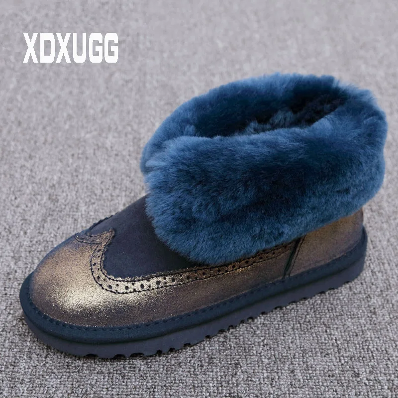 

2018 XDXUGG Australia Natural sheep fur one female low to help snow boots winter warm flat bottomed Short Boots Free Shipping